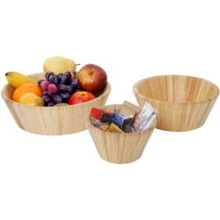 Set De 3 Bols HHG-861, Bambou, Empilables -Petit rangement Soldes Magasin 18941329 2