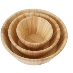 Set De 3 Bols HHG-861, Bambou, Empilables -Petit rangement Soldes Magasin 18941329 5