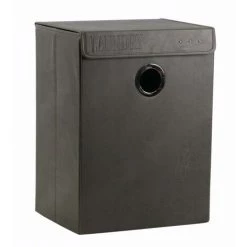 MEUBLETMOI Panier Pliant Rectangulaire En PU Gris - BASKET - Gris