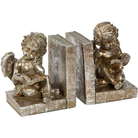 BISCOTTINI Paire De Serrelvires Ange Dessiné En Résine D'or Vieilli L13xPR12,5xH16 Cm Cq. 3 BISCOTTINI Paire De Serrelvires Ange Dessiné En Résine D'or Vieilli L13xPR12,5xH16 Cm Cq.