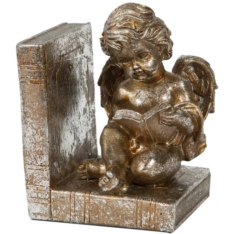 BISCOTTINI Paire De Serrelvires Ange Dessiné En Résine D'or Vieilli L13xPR12,5xH16 Cm Cq. 6 BISCOTTINI Paire De Serrelvires Ange Dessiné En Résine D'or Vieilli L13xPR12,5xH16 Cm Cq. – Image 4