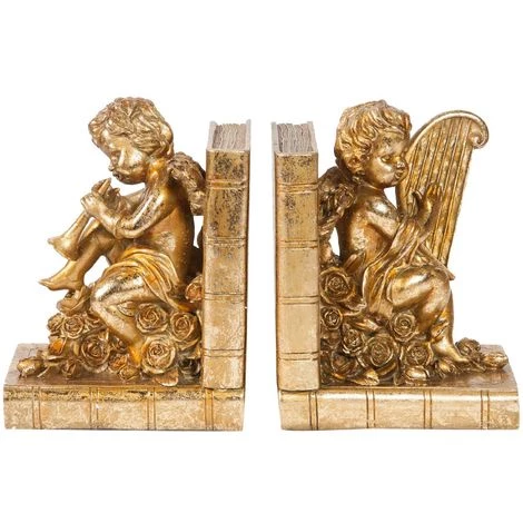 BISCOTTINI Paire De Serrelvires Ange Dessiné En Résine D'or Vieilli ARPA 3 BISCOTTINI Paire De Serrelvires Ange Dessiné En Résine D'or Vieilli ARPA