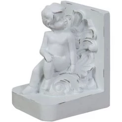 BISCOTTINI Paire De Serrelvires Ange Dessiné En Résine Finition Blanche Vieillie L11xPR10xH16 Cm Cad. -Petit rangement Soldes Magasin 19007570 4