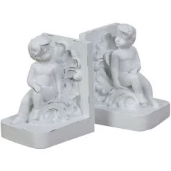 BISCOTTINI Paire De Serrelvires Ange Dessiné En Résine Finition Blanche Vieillie L11xPR10xH16 Cm Cad. -Petit rangement Soldes Magasin 19007570 5