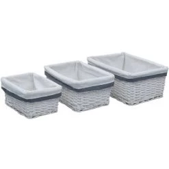 Ensemble De Paniers Empilables 3 Pcs Blanc Saule VidaXL