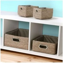 CASAME Tiroir En Paille Tressé Taupe - 33x28x13cm - Casâme - Taupe -Petit rangement Soldes Magasin 19292975 3