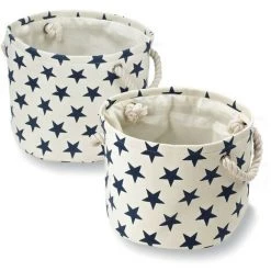 CASAME Lot De 2 Paniers En Toile Motif Constellation - Casâme - Blanc