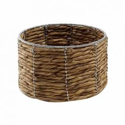 CASAME Panier En Jacinthe D'eau Rond Armature Métal - 26 X 17 Cm - Casâme - Beige