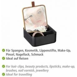 WENKO Boite Rangement Maquillage Bovisa, Boite à Bijoux Avec Miroir, Plastique - Bambou, 4 X 5,5 X 14 Cm, Noir -Petit rangement Soldes Magasin 19304285 3