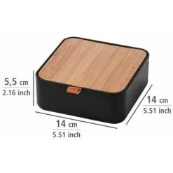 WENKO Boite Rangement Maquillage Bovisa, Boite à Bijoux Avec Miroir, Plastique - Bambou, 4 X 5,5 X 14 Cm, Noir -Petit rangement Soldes Magasin 19304285 4