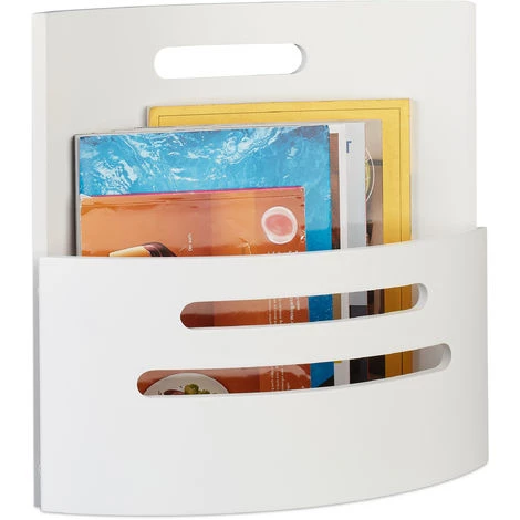 Relaxdays Porte-revue Bois Avec Poignée, Salon, Moderne, HLP: 31 X 30 X 34 Cm, Magazine Holder, Porte-journaux, Blanc 3 Relaxdays Porte-revue Bois Avec Poignée, Salon, Moderne, HLP: 31 X 30 X 34 Cm, Magazine Holder, Porte-journaux, Blanc