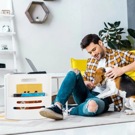 Relaxdays Porte-revue Bois Avec Poignée, Salon, Moderne, HLP: 31 X 30 X 34 Cm, Magazine Holder, Porte-journaux, Blanc 5 Relaxdays Porte-revue Bois Avec Poignée, Salon, Moderne, HLP: 31 X 30 X 34 Cm, Magazine Holder, Porte-journaux, Blanc – Image 3