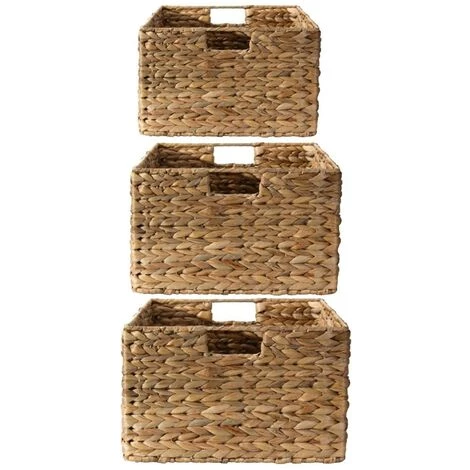 CASAME Paniers En Jacinthe D'eau Avec Armature Métal - Lot De 3 - Casâme - Marron 3 CASAME Paniers En Jacinthe D'eau Avec Armature Métal - Lot De 3 - Casâme - Marron