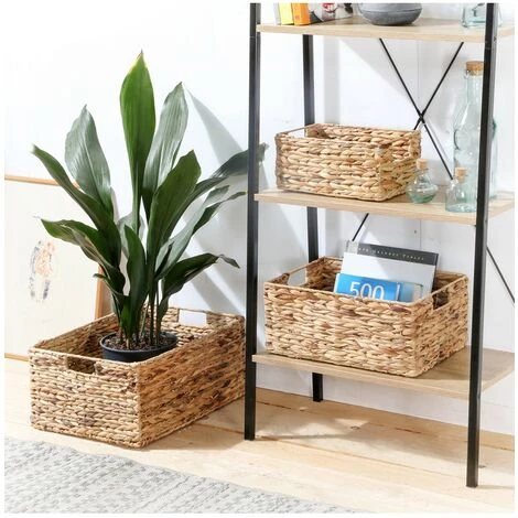 CASAME Paniers En Jacinthe D'eau Avec Armature Métal - Lot De 3 - Casâme - Marron 4 CASAME Paniers En Jacinthe D'eau Avec Armature Métal - Lot De 3 - Casâme - Marron – Image 2