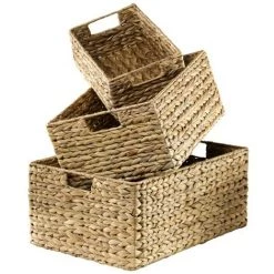 CASAME Paniers En Jacinthe D'eau Avec Armature Métal - Lot De 3 - Casâme - Marron 9 CASAME Paniers En Jacinthe D'eau Avec Armature Métal - Lot De 3 - Casâme - Marron -Petit rangement Soldes Magasin 19856556 4