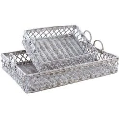 AUBRY GASPARD Corbeilles Rectangulaires En Rotin Blanchi (Lot De 2) Gris - Gris
