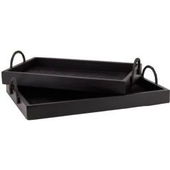 AUBRY GASPARD Plateaux En Bambou Et Bois S (Lot De 2) Noir - Noir