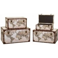 ATMOSPHERA Malle Mappemonde Loft X 4 - Multicouleurs