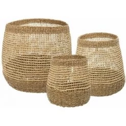 ATMOSPHERA Panier Rond Ajouré X 3 - Marron