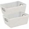 WENKO Panier salle de bain Avec Poignée Chromo, Rangement Salle De Bain, Lot De 2, Plastique, 28x12x19,5 Cm, Blanc