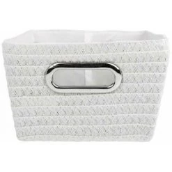 WENKO Panier salle de bain Avec Poignée Chromo, Rangement Salle De Bain, Lot De 2, Plastique, 28x12x19,5 Cm, Blanc -Petit rangement Soldes Magasin 22986407 4