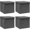 VidaXL Boîtes De Rangement Avec Couvercles 4 Pcs Gris 32x32x32cm Tissu - Gris -Petit rangement Soldes Magasin 23538178 1