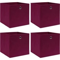 VidaXL Boîtes De Rangement 4 Pcs Rouge Foncé 32x32x32 Cm Tissu - Rouge