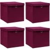 VidaXL Boîtes De Rangement 4 Pcs Rouge Foncé 32x32x32 Cm Tissu - Rouge -Petit rangement Soldes Magasin 23538216 1