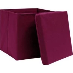 VidaXL Boîtes De Rangement 4 Pcs Rouge Foncé 32x32x32 Cm Tissu - Rouge -Petit rangement Soldes Magasin 23538216 3