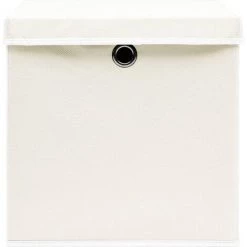 VidaXL Boîtes De Rangement Avec Couvercles 4pcs Blanc 32x32x32cm Tissu - Blanc -Petit rangement Soldes Magasin 23538271 5