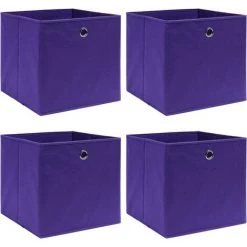 VidaXL Boîtes De Rangement 4 Pcs Violet 32x32x32 Cm Tissu - Pourpre