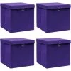 VidaXL Boîtes De Rangement Et Couvercles 4 Pcs Violet 32x32x32cm Tissu - Pourpre