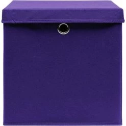 VidaXL Boîtes De Rangement Et Couvercles 4 Pcs Violet 32x32x32cm Tissu - Pourpre -Petit rangement Soldes Magasin 23538294 4