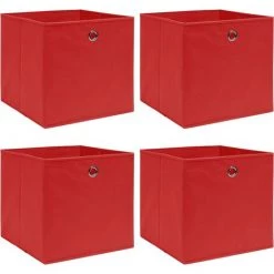 VidaXL Boîtes De Rangement 4 Pcs Rouge 32x32x32 Cm Tissu - Rouge