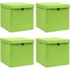 Boîtes De Rangement Avec Couvercles 4 Pcs Vert 32x32x32cm Tissu VidaXL -Petit rangement Soldes Magasin 23538403 1