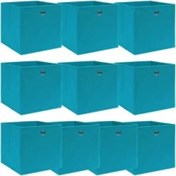 VidaXL Boîtes De Rangement 10 Pcs Bleu Azuré 32x32x32 Cm Tissu - Bleu