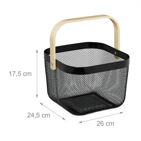 Relaxdays Panier Rangement, Avec Anse, Pour Vêtement, Décorations, Acier Et Bois, Panier à Ustensiles, HlP 17,5x26x24,5 5 Relaxdays Panier Rangement, Avec Anse, Pour Vêtement, Décorations, Acier Et Bois, Panier à Ustensiles, HlP 17,5x26x24,5 – Image 3
