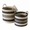 CASAME Lot De 2 Paniers Ronds Bicolores En Jonc De Mer - Casâme - Beige Et Noir -Petit rangement Soldes Magasin 23559143 1