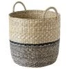 CASAME Panier Rond Bicolore En Jonc De Mer - Casâme - Beige Et Noir -Petit rangement Soldes Magasin 23559144 1