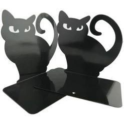 DEVENIRRICHE Mignon Vivid Belle Chat Persan Épaississement Antidérapant Fer En Métal Serre-Livres Organisateur De Livre Pour Bibliothèque École Bureau Étude À Domicile Bureau Organisateur Parfait Cadeau De Fête Des Mères (Noir)