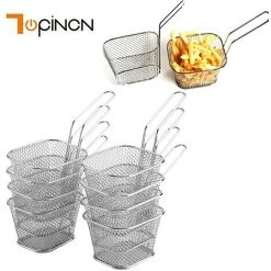 DEVENIRRICHE 8 Pièces Mini Paniers à Frites En Acier Inoxydable Friteuse Panier Passoire Servant Des Aliments Présentation Cuisson Frites Panier Outil De Cuisine