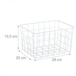 Relaxdays Panier Métallique Rangement, Lot De 3, Rectangulaire, Stockage, HLP 15,5 X 28 X 20 Cm, Déco, Blanc -Petit rangement Soldes Magasin 23840697 5