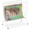 Relaxdays Porte-revue Métal, Support Journaux Autonome, Salon Et WC, Support Magazines, HLP 35x34x18 Cm, Blanc -Petit rangement Soldes Magasin 24484417 1