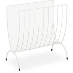 Relaxdays Porte-revue Métal, Support Journaux Autonome, Salon Et WC, Support Magazines, HLP 35x34x18 Cm, Blanc -Petit rangement Soldes Magasin 24484417 2