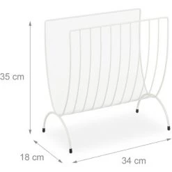Relaxdays Porte-revue Métal, Support Journaux Autonome, Salon Et WC, Support Magazines, HLP 35x34x18 Cm, Blanc -Petit rangement Soldes Magasin 24484417 5