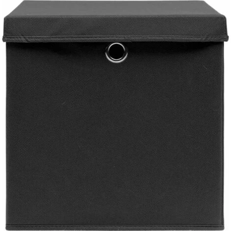 YOUTHUP Bo?tes De Rangement Avec Couvercle 10 Pcs Noir 32x32x32cm Tissu - Noir 5 YOUTHUP Bo?tes De Rangement Avec Couvercle 10 Pcs Noir 32x32x32cm Tissu - Noir – Image 3