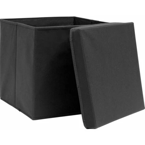YOUTHUP Bo?tes De Rangement Avec Couvercle 10 Pcs Noir 32x32x32cm Tissu - Noir 6 YOUTHUP Bo?tes De Rangement Avec Couvercle 10 Pcs Noir 32x32x32cm Tissu - Noir – Image 4