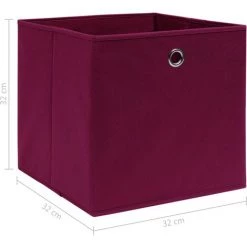 YOUTHUP Bo?tes De Rangement 4 Pcs Rouge Foncé 32x32x32 Cm Tissu - Rouge 11 YOUTHUP Bo?tes De Rangement 4 Pcs Rouge Foncé 32x32x32 Cm Tissu - Rouge -Petit rangement Soldes Magasin 24551070 5