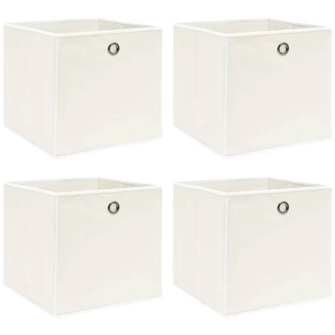 YOUTHUP Bo?tes De Rangement 4 Pcs Blanc 32x32x32 Cm Tissu - Blanc 3 YOUTHUP Bo?tes De Rangement 4 Pcs Blanc 32x32x32 Cm Tissu - Blanc