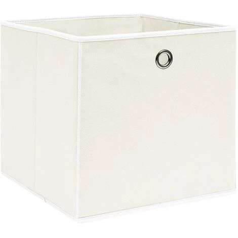 YOUTHUP Bo?tes De Rangement 4 Pcs Blanc 32x32x32 Cm Tissu - Blanc 4 YOUTHUP Bo?tes De Rangement 4 Pcs Blanc 32x32x32 Cm Tissu - Blanc – Image 2